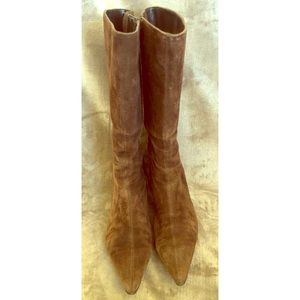 Loft mid-calf brown suede boots with kitten heel